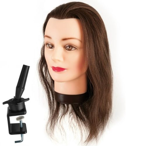 Eurostil Babafej/modellező fej Medium, tartóval 35-40cm 00624 valódi haj
