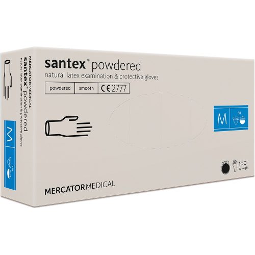 SANTEX / IDEAL Púderezett Latex kesztyű TXT 100db M