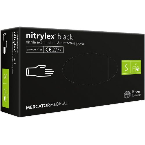 Nitrylex Black púdermentes FEKETE nitril kesztyű, S-méret, 100db/doboz