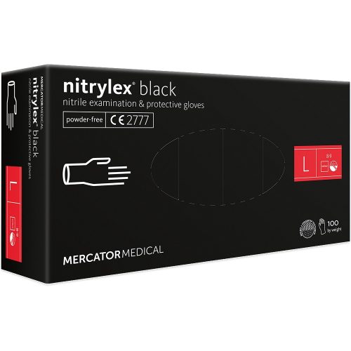 Nitrylex Black púdermentes FEKETE nitril kesztyű, L-méret, 100db/doboz