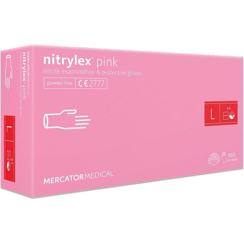 Nitrylex púdermentes nitril kesztyű L 100db/doboz PINK