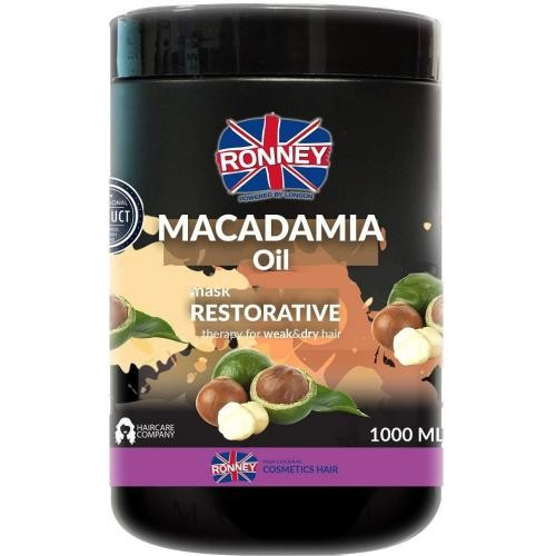Ronney Macadamia Oil pakolás 1000ml Erőtlen, száraz hajra