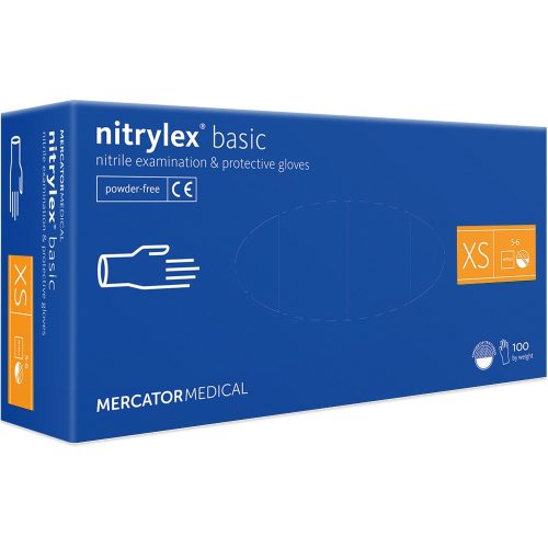 Nitrylex Protect/Basic KÉK púdermentes nitril kesztyű 100db XS