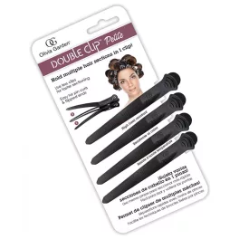   Olivia Garden Double Clip Fekete, Dupla feltűző csipesz 4db/cs
