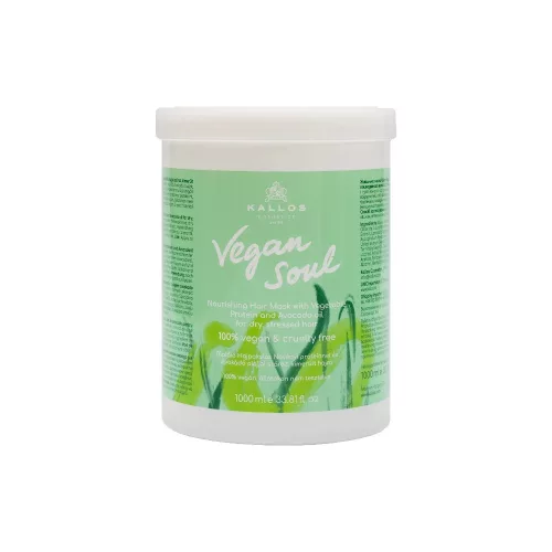 Kallos Vegan Soul Tápláló hajpakoló/ hajmaszk 1000ml Proteinnel, avokádó olajjal