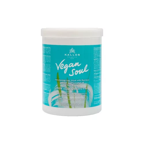 Kallos Vegan Soul Dúsító hajpakoló / hajmaszk 1000ml Bambusz kivonattal, kókusz olajjal