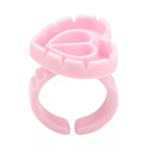 Long Lashes ragasztótartó gyűrű volume technikához - rózsaszín, szivecskés (10db) LLA34082