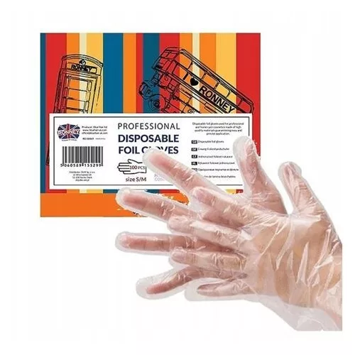 Ronney Egyszer használatos fólia kesztyű nylon/PE 100db/cs S/M méret