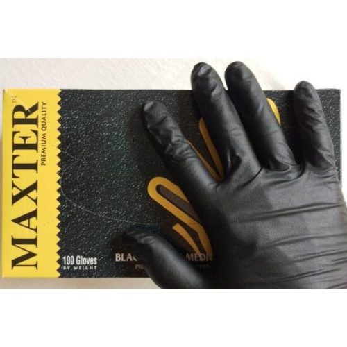 Maxter Fekete nitril kesztyű 5,5g 100db/doboz M méret, erősített