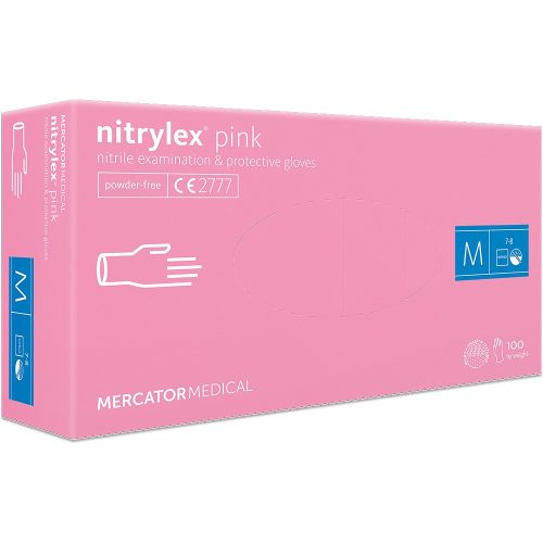 Nitrylex púdermentes nitril kesztyű M 100db/doboz PINK