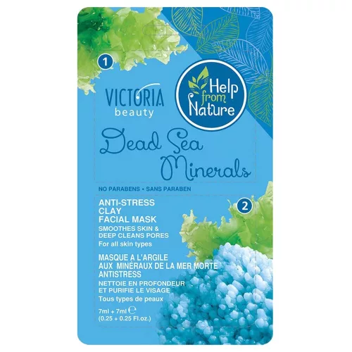 VICTORIA Agyagos Arcmaszk - ANTI-STRESS - Holt Tengeri Ásványok 2x7ml