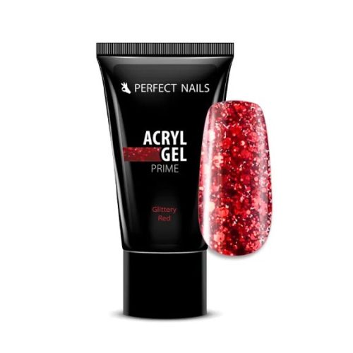 Perfect Nails Csillámos AcrylGel Prime - Tubusos Akril Gél 15g - Glittery Red