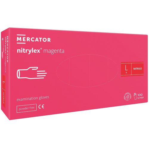 Nitrylex PF Púdermentes nitril kesztyű Magenta 100db L