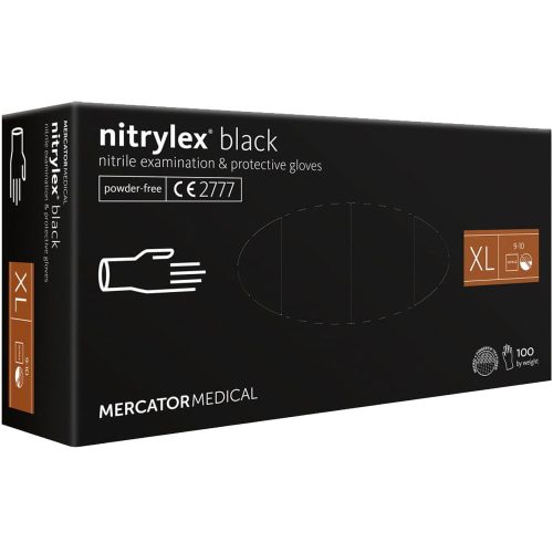 Nitrylex Black púdermentes FEKETE nitril kesztyű, XL-méret, 100db/doboz