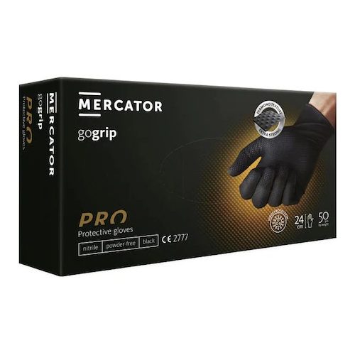 Mercator GoGrip Nitril PRO védőkesztyű XL méret 50db Black/Fekete, erősített