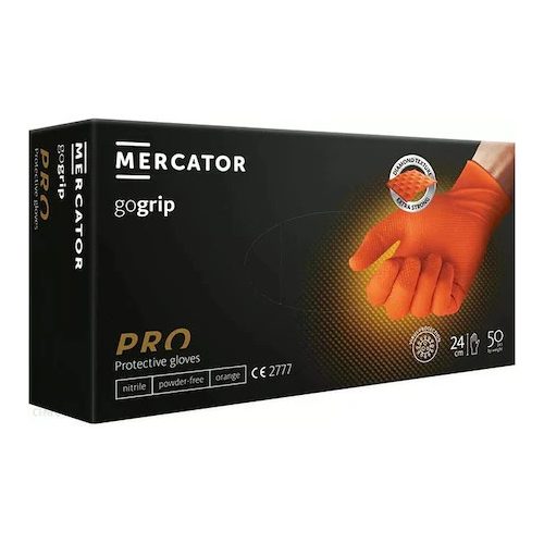Mercator GoGrip Nitril PRO védőkesztyű L méret 50db Orange/Narancs erősített