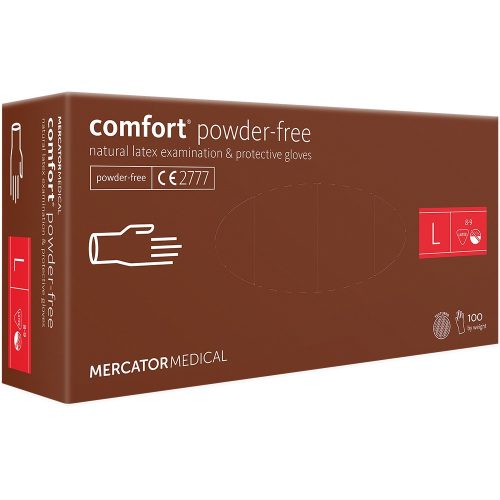 Comfort Púdermentes Latex kesztyű 100db L Powder-free