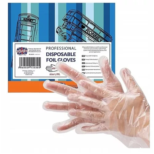 Ronney Egyszer használatos fólia kesztyű nylon/PE 100db/cs L/XL méret