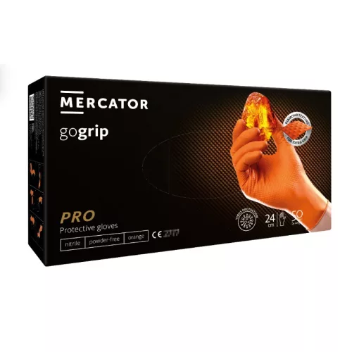 Mercator GoGrip Nitril PRO védőkesztyű S méret 50db Orange/Narancs erősített