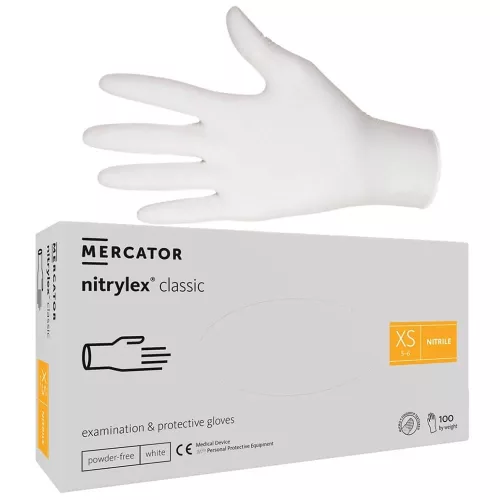 Nitrylex Classic púdermentes nitril kesztyű 100db XS White/Fehér