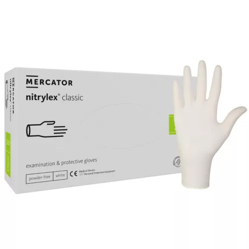 Nitrylex Classic púdermentes nitril kesztyű 100db S White/Fehér