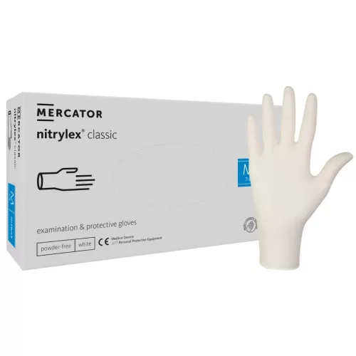 Nitrylex Classic púdermentes nitril kesztyű 100db M White/Fehér