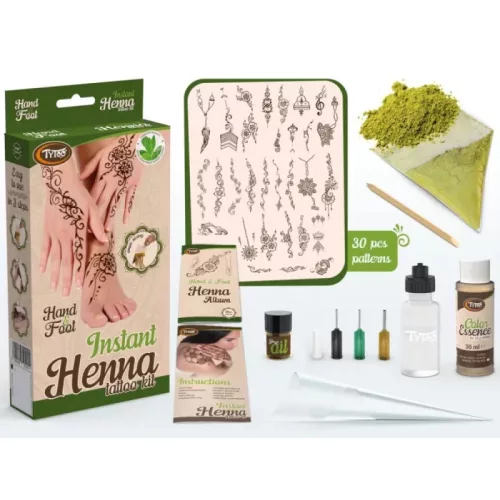 TyToo Instant Henna Szett Kéz és Láb mintákkal és olajjal