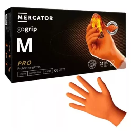Mercator GoGrip Nitril PRO védőkesztyű M méret 50db Orange/Narancs erősített