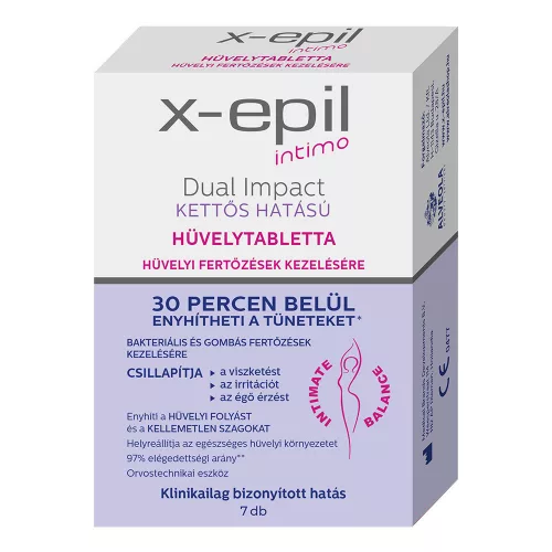 X-Epil Intimo Dual Impact kettős hatású hüvelytabletta 7db